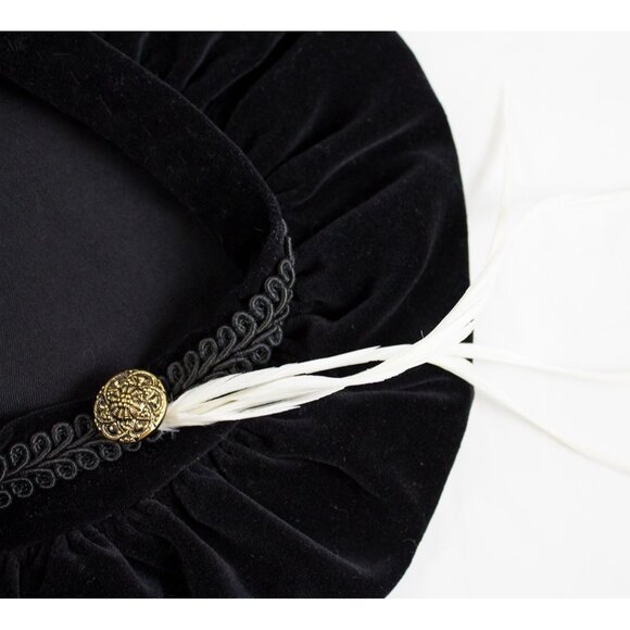 Vintage Black Velvet Coat & Hat with Feathers Fits 28" Porcelain Doll 1990's - Picture 9 of 10